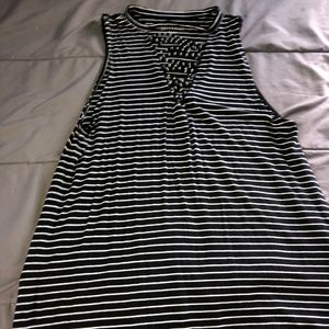 Striped Black and White Tank Top